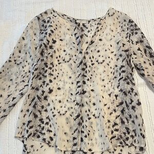 Joie Cream and Black Animal Print Blouse